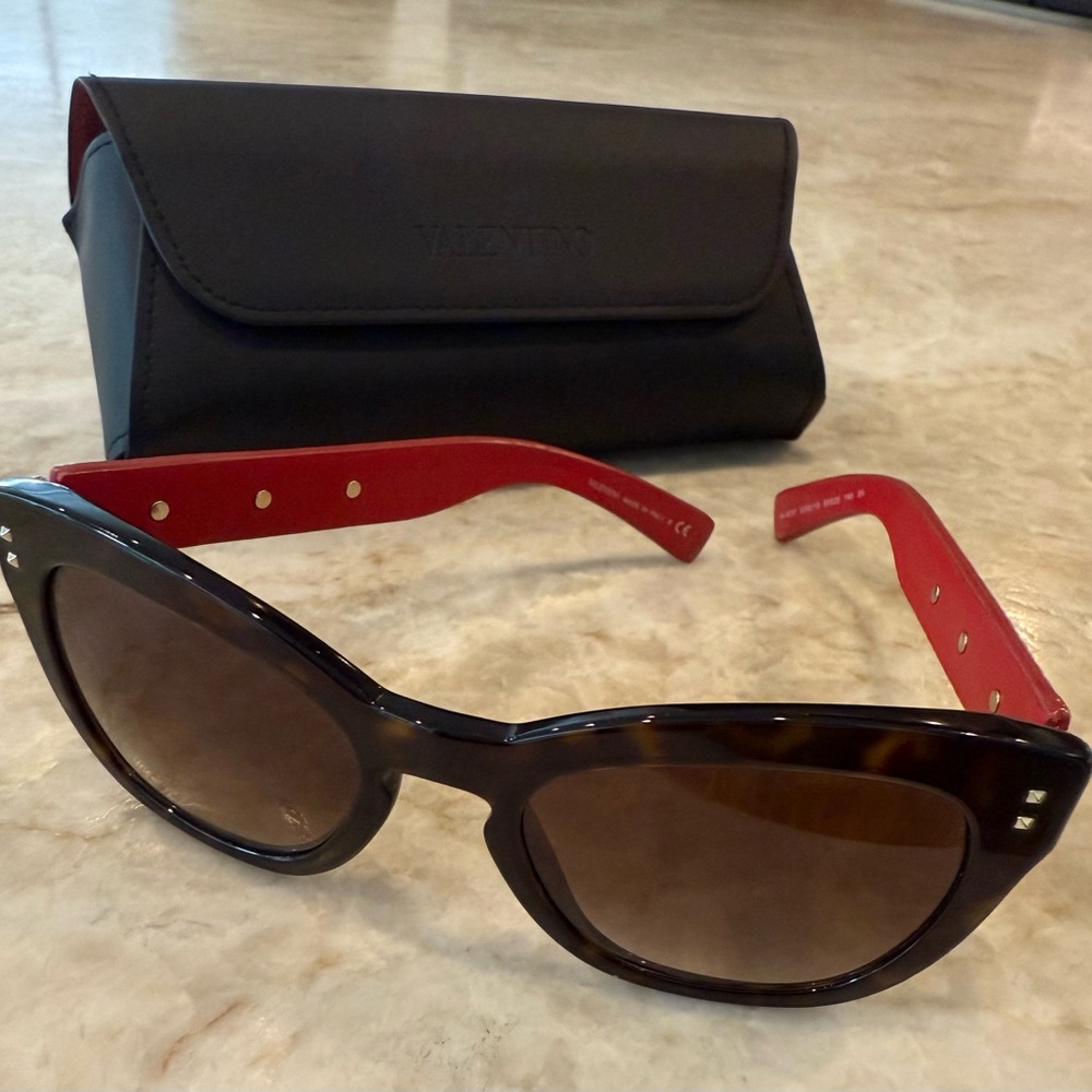 Valentino Women's Brown and Red Sunglasses